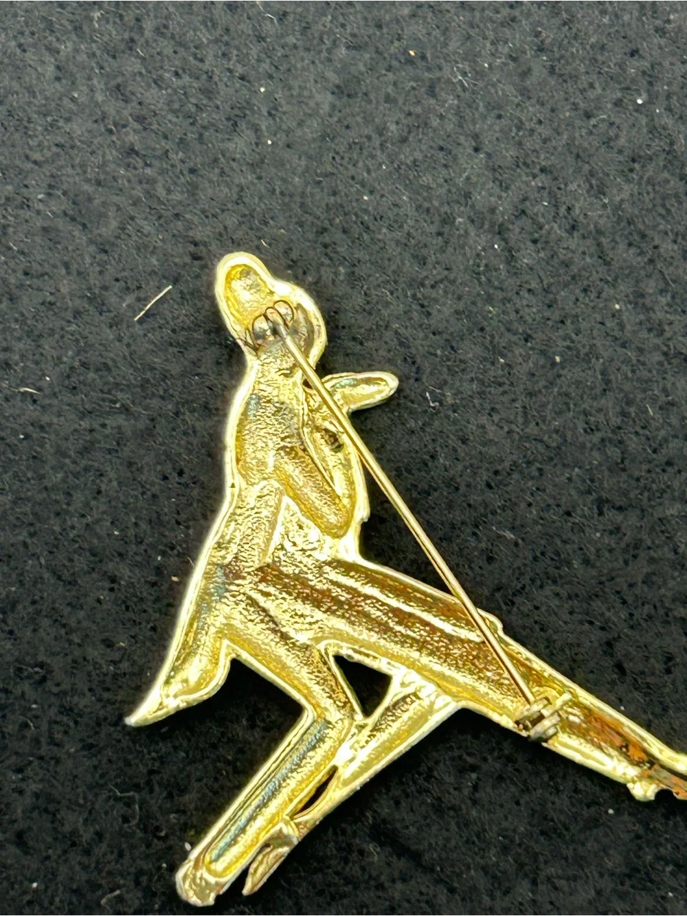 Gold-tone Dancing Couple Brooch Pin